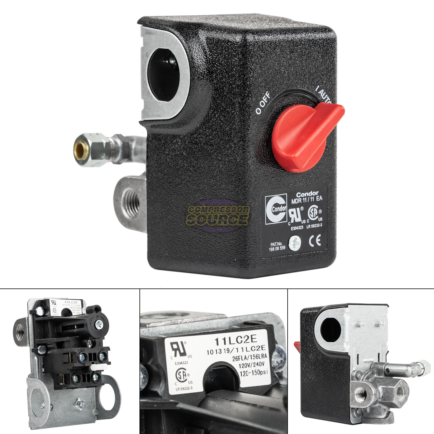 Condor 11LC2E Pressure Switch Control Valve 120150PSI 4 Port 1/4" FNPT